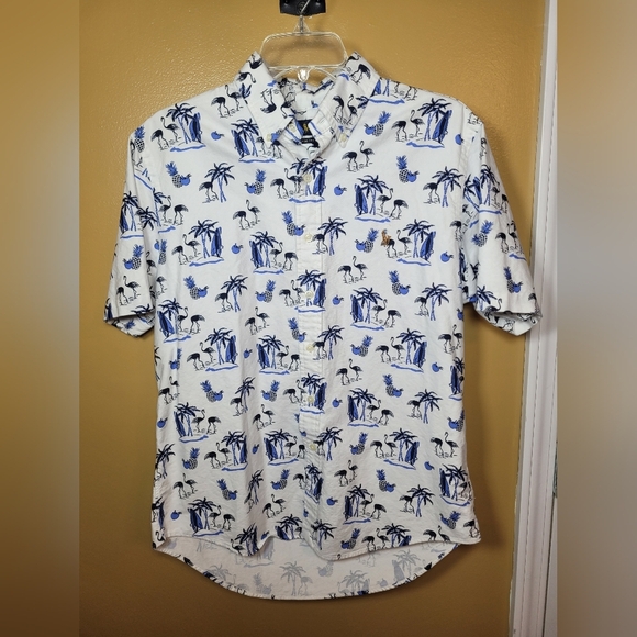 Polo Ralph Lauren Printed Oxford Classic Fit Novelty Print Nautical Flamingos - Picture 1 of 12